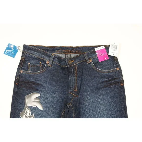NOS Vintage Y2K Lot 29 Womens Size 7 Looney Tunes Wide Leg Flared Denim Jeans